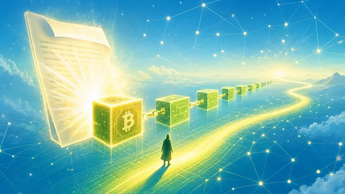 ビットコイン誕生とサトシの初期の足跡を描く画像