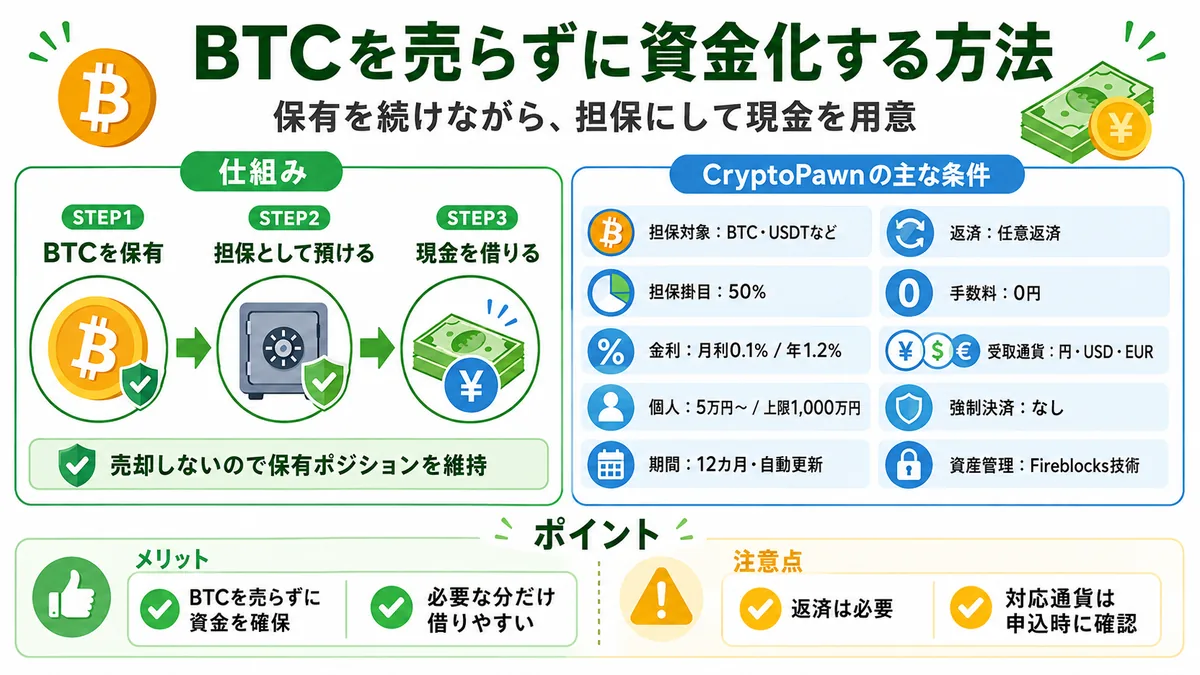 BTCを売らずに資金化する方法